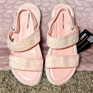 Harvest Land Kids Girls New Pink Glitter Sparkle Strappy Comfort Sandals Size 13